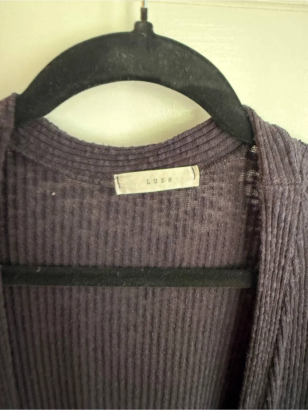 Lush Black Ribbed Open Cardigan - Picture 2 of 3